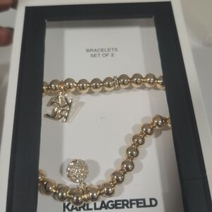 Karl Lagerfeld Gold Charm Bracelet Duo